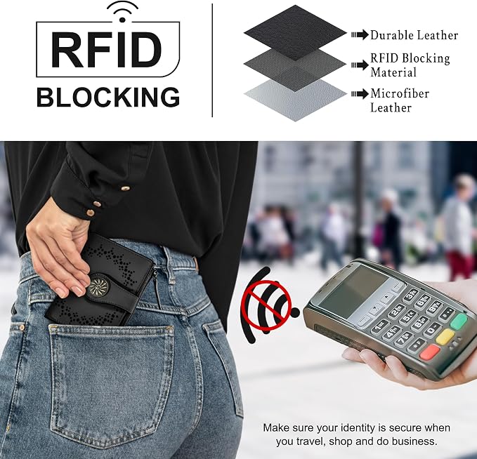 Tipmile Small Wallet for Women Bifold RFID Blocking Card Holder Leather Wallets with Zipper Coin Pocket - Image 3