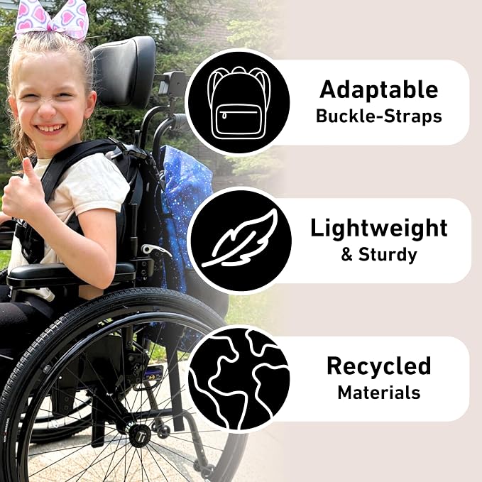 Fenrici Adaptive Backpack for Girls, Boys for All Abilities and Ages; Wheelchair Backpack with Adaptive Design; Perfect for Travel, School, and Everyday Adventure, Black - Image 2