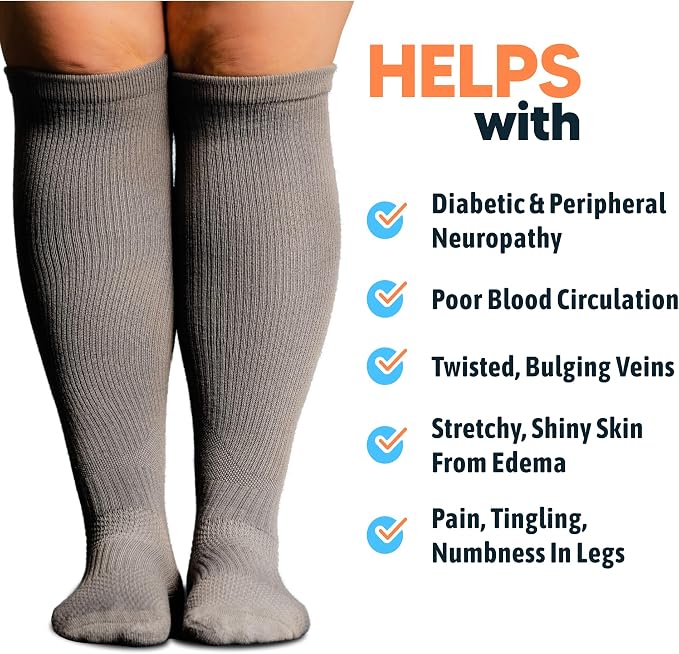 Viasox Compression Socks for Women and Men, Knee High Socks 12-15 mmhg Circulation Support for Flight, Travel - Image 3