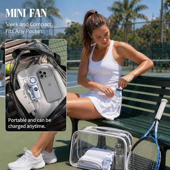 AeroVibes Handheld Fan Portable,0.26lb Mini Fan,Handheld/Clip-on Dual Mode | 4-Speed & long lasting,USB-C Fast Charge Power Display,compact for Outdoor/Commute/Office/Travel/Stroller,Gifts for Women men - Image 6