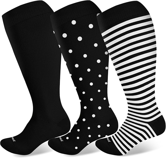 LEVSOX Plus Size Compression Socks Wide Calf Men&Women 20-30 mmhg Knee High Support Socks for Medical, Nurse, Diabetic by Levsox