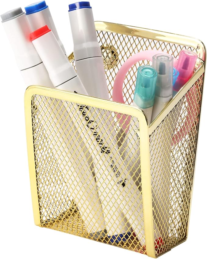 Magnetic Pencil Holder,Mesh Stainless Steel Pen Basket, Metal Writing Utensil Storage Organizer for Whiteboard,Blackboard,Kitchen, Locker, Home, or Office | Metal Writing Utensil Storage Organizer for Whiteboard,Blackboard,Kitchen, Locker, Home, or Office by Sanpaint