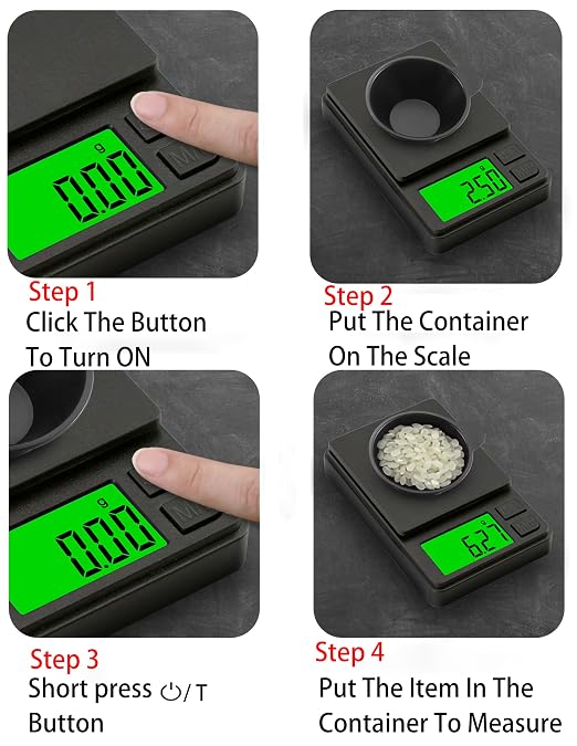 Digital Pocket Scale 1000g x 0.01g Weigh Gram Scale, Mini Scale, Digital Grams Scale, Food Scale, Jewelry Scale, Kitchen Scale with Backlit LCD, 7 Units Tare, Battery Included, Black - Image 6