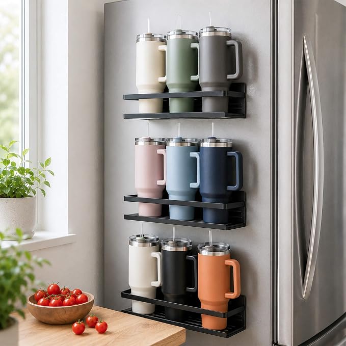 SMRCAD 4 Pack Metal Magnetic Spice Rack for Fridge – Heavy-Duty | Iron Construction, Rust-Resistant, Dust-Resistant, Fits Condiment Bottles, Includes Screws for Optional Wall Mount - Image 8