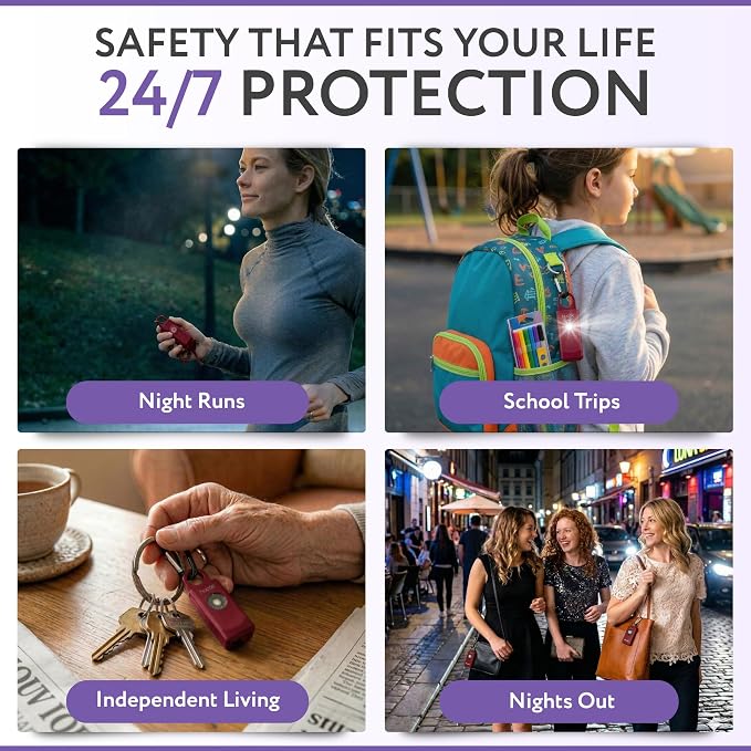Personal Safety Alarm for Women, Men and Kids — 130dB Personal Alarm Keychain, Pull Pin Safety Alarm Keychain with Strobe Light, Self-Defense Alarm for Campus, Travel and Running — Red | Pull Pin Activation, Strobe Light, No Charging, CR2032 Battery, T... - Image 4