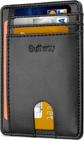 Buffway Slim Minimalist Front Pocket RFID Blocking Leather Wallets for Men and Women - Sand Black by Buffway