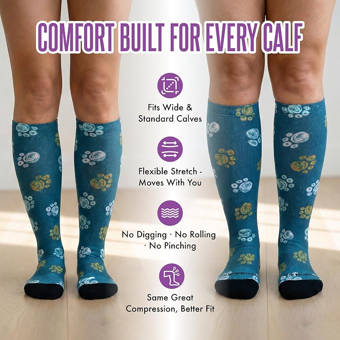 Crazy Compression Socks, Comfortable Support Socks for Recovery, Travel, Hiking, and Long-Hour Comfort w/Fun Designs - Image 8