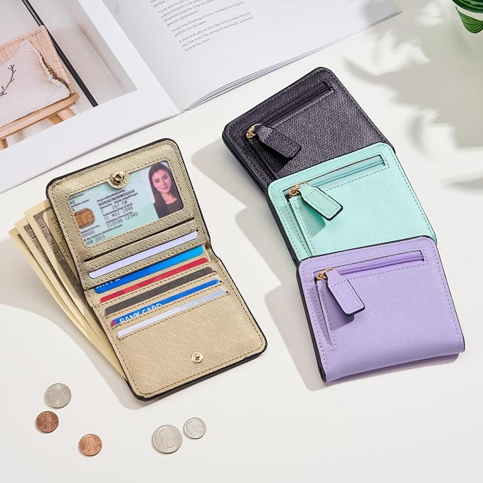 Toughergun Women’s Small Slim Leather Wallet with RFID Protection, Compact Bifold Mini Purse with Clear ID Window - Image 9