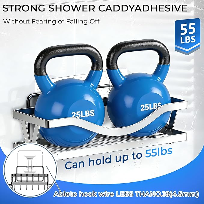 Shower Caddy Adhesive Replacement Hooks, Heavy Duty Waterproof Strips, No Drilling for Bathroom Shelves, Kitchen Racks, and Soap Holders (Transparent-6 Pack 1&3 Hook) - Image 3