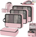 Compression Packing Cubes for Carry On Travel, 8-Piece Luggage Organizers | Women Stylish Packing Cubes for Carry-On & Suitcase , Perfect for Vacation Cruise, Weekend Getaways - Light Pink by Idcymoul