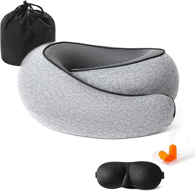 Neck Travel Pillow, Upgraded Travel Neck Pillow for Airplane Memory Foam Travel Pillow for Airplanes Offices and Cars Headrest Sleep, Portable Plane Accessories by Unknown