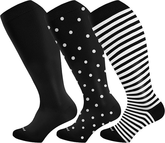 LEVSOX Wide Calf Compression Socks for Women & Men Extra Large Size Support Socks for Nurses Running Pregnant Travel, 15-20 mmHg by Levsox