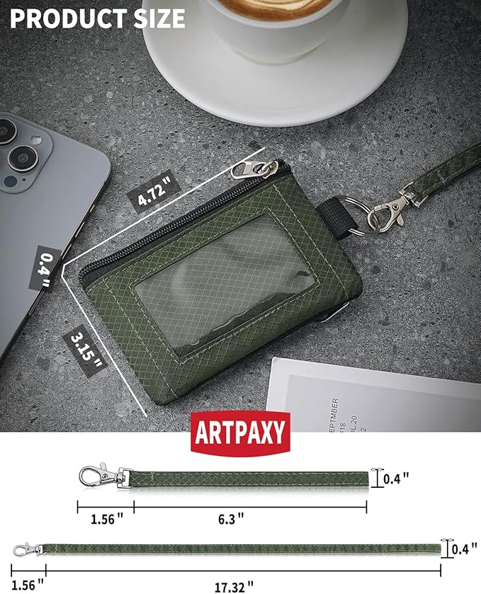 Artpaxy Minimalist Wallet For Mens Womens, Keychain RFID Blocking Zipper Small Wallet with ID Window 2 Lanyards,Water Resistant Travel Cash Card Coin Case Boys Girls - Image 3