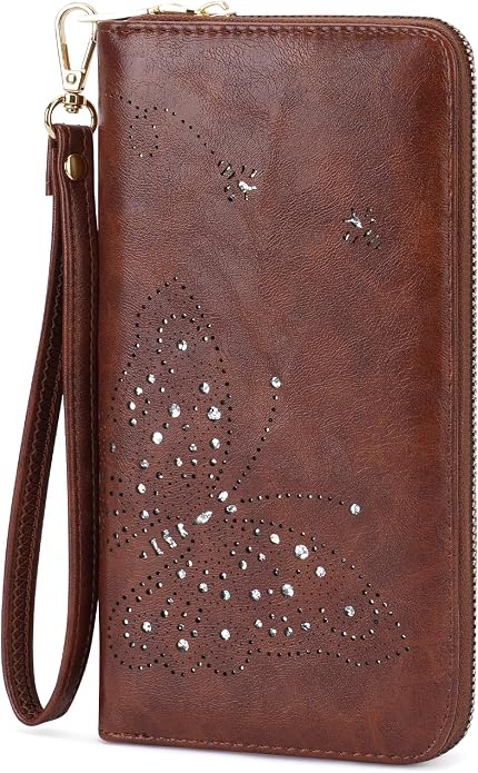 KITEVIUN RFID Wallet Women, Large Capacity Butterfly Cell Phone Clutch Purses Ladies Wristlet Wallets for Women by KITEVIUN