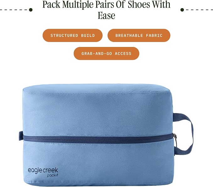 Eagle Creek Pack-It Reveal Multi Shoe Cube, Blue Dawn | Dual-Compartment Shoe Cube for Optimizing Luggage Space, Travel-Friendly, Easy-Grab Zipper, Quick Grab Handle, Lightweight - Image 2