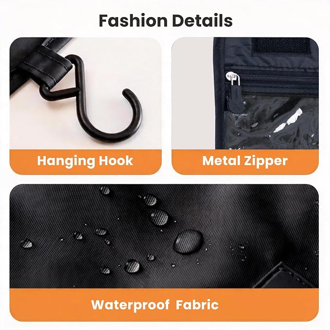 Portable Hanging Toiletry Bag for Travel, Small Multifunctional Makeup Cosmetic Bag for Women, Waterproof Travel Toiletries Organizer, Shower Bathroom Pouch with Hook for Gym, Camping, Business Trips - Image 5
