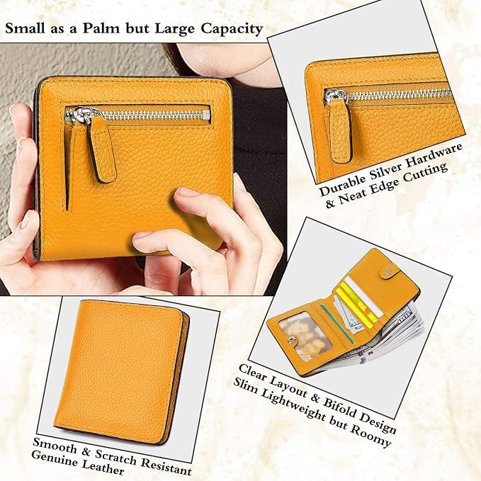 Small Leather Wallet for Women, Ladies Credit Card Holder RFID Blocking Women's Mini Bifold Pocket Purse - Image 3