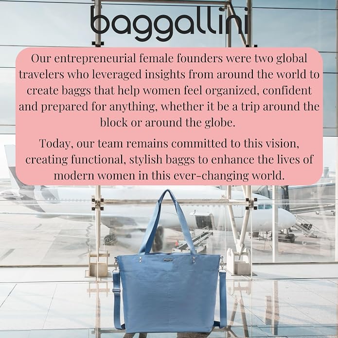 Baggallini Carryall Tote - Lightweight Nylon Zipper Top Weekender Travel Beach Bag w/Luggage Sleeve - Image 8