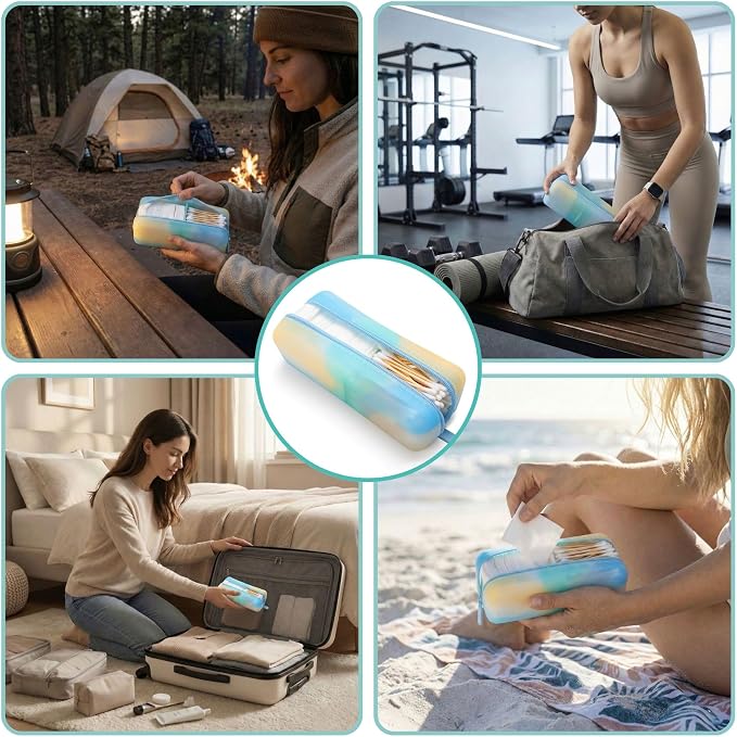 Cotton Pad Swab Travel Case, Waterproof Organizer (Ocean Breeze) - Image 8