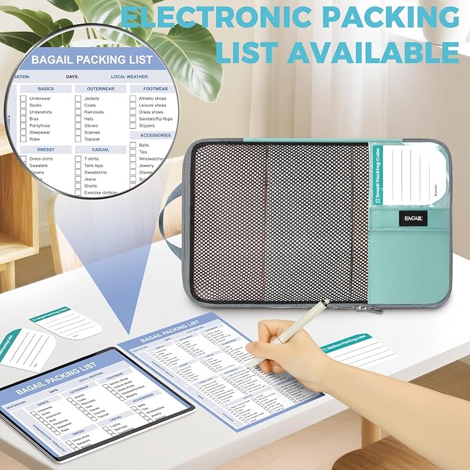 BAGAIL 4 Set/6 Set/8 Set Compression Packing Cubes Travel Accessories Expandable Packing Organizers(HalfMesh,8-DustyBlue) - Image 3