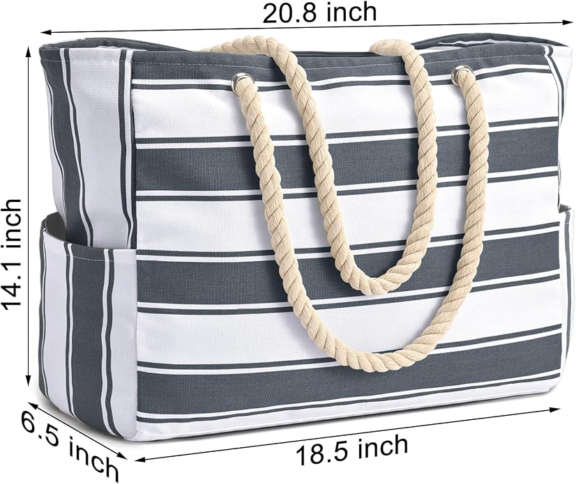Becokan Beach Bags for Women Large Waterproof Beach Tote Bag Zipper Beach Bags Waterproof Sandproof Swim Pool Bag Large Tote - Image 6