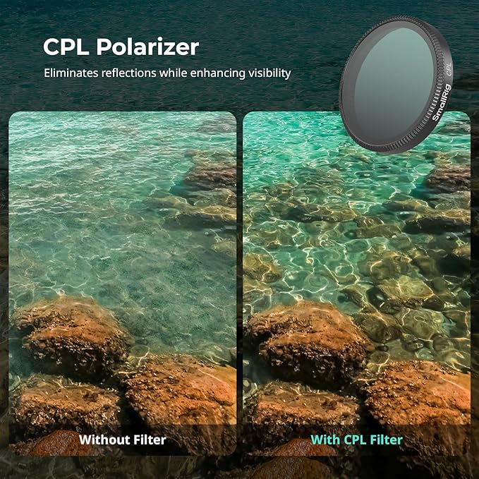 SmallRig Filter Kit for DJI Osmo Action 6, 6 Pack ND8 ND16 ND32 CPL UV 1/4 Effect Black Mist Filters, Snap-On Polarizing Neutral Density & Lens Silicone Cover, HD Optical Glass & Multi-Coated - 5967 - Image 4