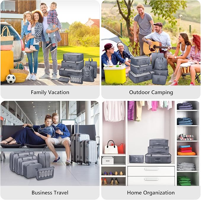 Mossio 9 Set Packing Cubes with Shoe Bag & Electronics Bag - Luggage Organizers Suitcase Travel Accessories - Image 7