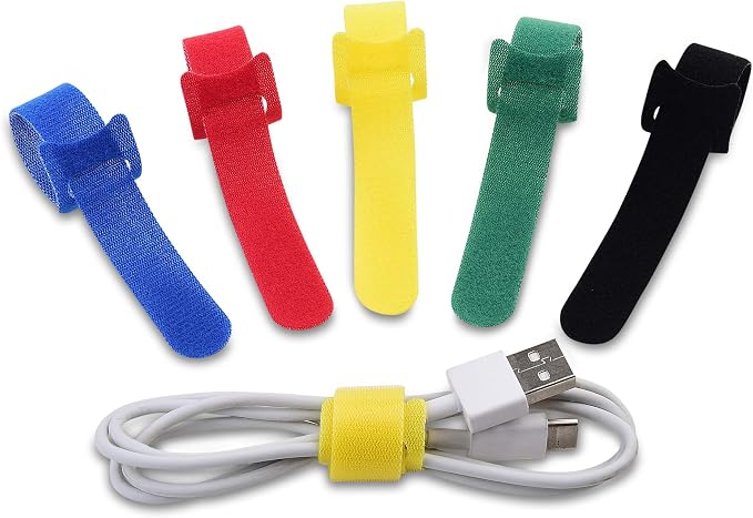 Cable Ties Reusable - 6 Inches Multi-Colour Adjustable Cord Straps Cord Ties for Cable Management Organizer, Multi-Purpose Reusable Hook and Loop for Home, Office and Garage (50) - Image 5