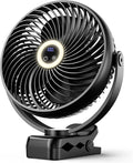 Koonie 8'' 10000mAh Portable Clip on Fan with LED Lantern and Hook | Battery Operated Desk Fan, Quiet Camping Fan with LED Digital Display, 360° Rotation & 3 Speeds for Travel Tent Gym Treadmill by Koonie