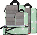 U+U 4 Set Compression Packing Cubes, Travel Organizers (Daisy) | Space-Saving & Lightweight Travel by UU