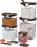 ProKeeper+ Airtight Food Storage Container Set – Clear Plastic Flour and Sugar Canister Set with Magnetic Accessories for Kitchen Organization (Brown, 9-Piece) by Unknown