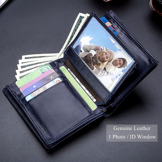 BULLCAPTAIN Large Capacity Genuine Leather Wallet for Men QB-027 | Bifold Wallet,RFID Blocking,Credit Card Holder,15 Card Slots,Special Expandable Design,gift choice - Image 3