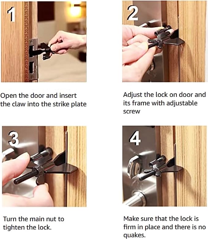 All in one Original Trustella Heavy-Duty Portable Door Lock - Stainless Steel Security Tool for Enhanced Safety - Ideal for Home, Travel, Hotels, Apartments - Image 3