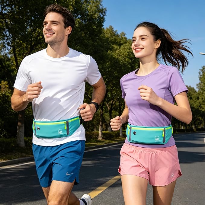 Running Belt Slim Fanny Pack Jogging Pouch Phone Holder Waist Pack - Cyan - Image 7