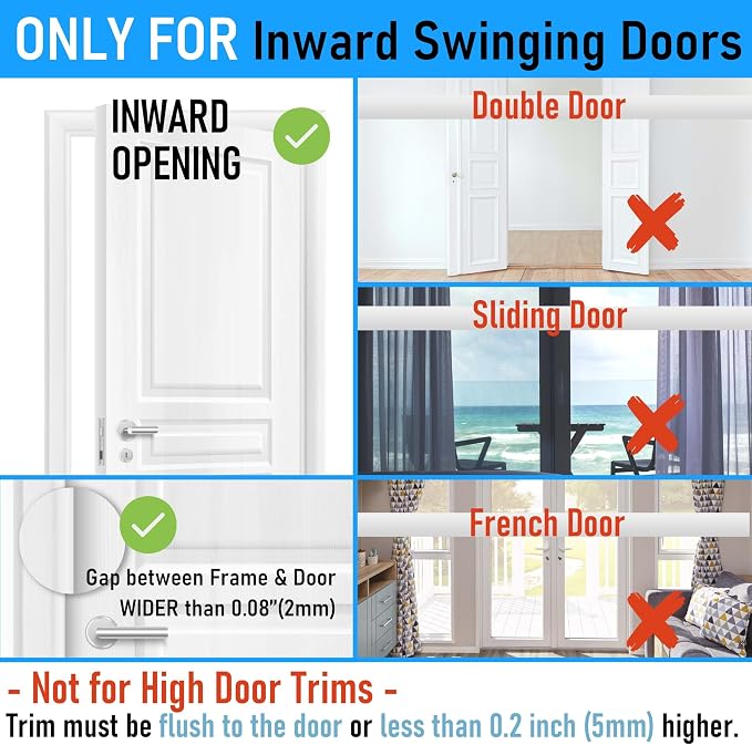 1Pack Door Reinforcement Lock Home Security, Childproof Safety | Top Door Lock Latch for Toddlers Safety, Inside Defender Prevents Unauthorized Entry on Inward Doors, Withstands 800lbs - Image 5