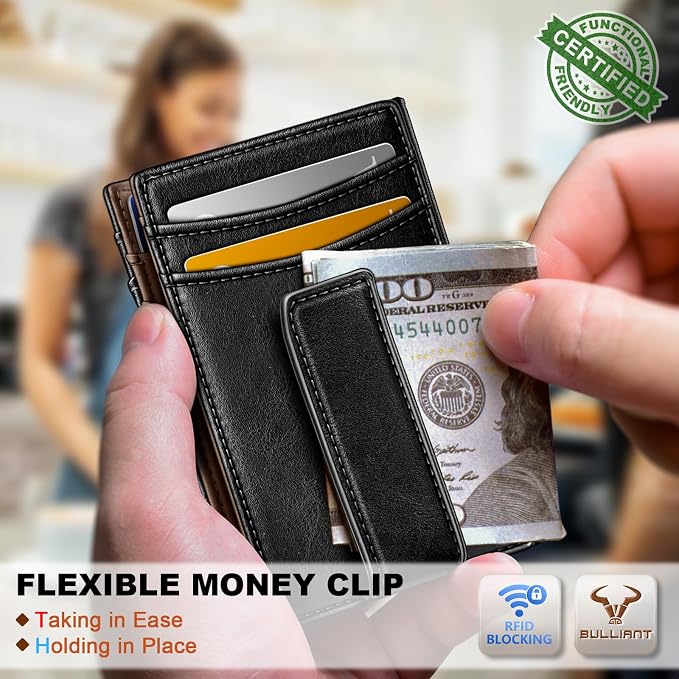 BULLIANT Magnetic Slim Leather Pocket Wallet Money Clip For Men 12Cards | RFID Blocking | Easy Access | Gift Boxed - Image 5