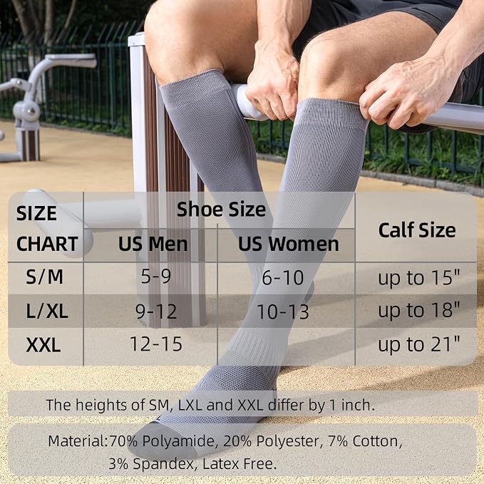 3 Pairs Easy On/Off Compression Socks - 15-20 mmHg Moderate Support Socks with Cushioned Sole and Seamless Toe - Image 6
