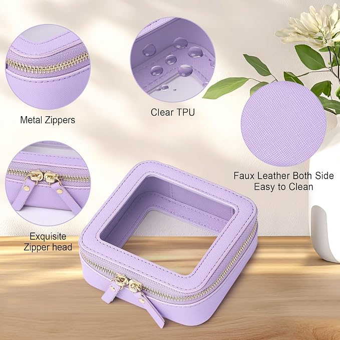 Pinkmik Small Clear Mini Makeup Bag, Purple, MINI-1 | Cosmetic Case & Toiletry Bag, Zipper Closure, Purse Organizer, Car Essentials - Image 6