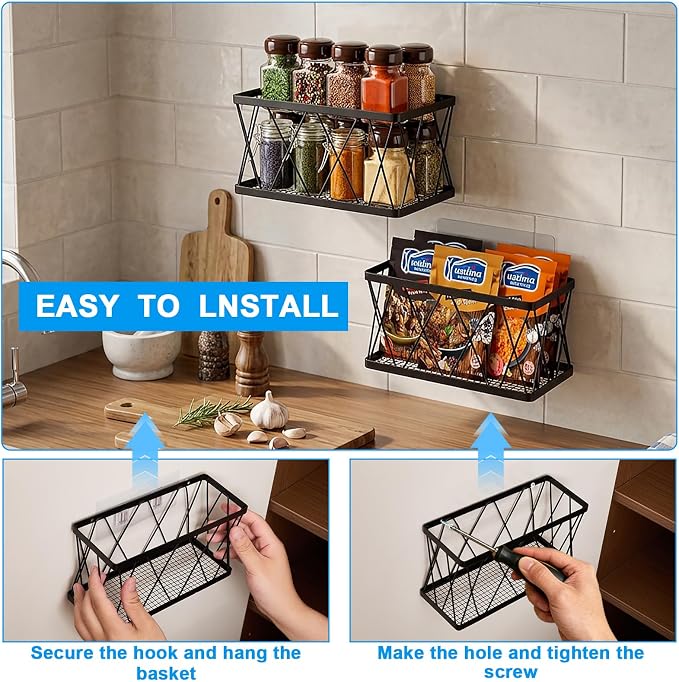 4 Pack Adhesive Cabinet Door Organizer, Rustproof Carbon Steel Lid Storage Holder,Inside cabinet door storage,Tumbler & Food Container Lid Rack,No Drill Storage Basket for Kitchen Cabinet & Bathroom - Image 5