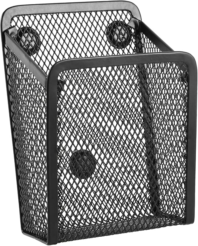Magnetic Pencil Holder,Mesh Stainless Steel Pen Basket, Metal Writing Utensil Storage Organizer for Whiteboard,Blackboard,Kitchen, Locker, Home, or Office | Metal Writing Utensil Storage Organizer for Whiteboard,Blackboard,Kitchen, Locker, Home, or Office - Image 2