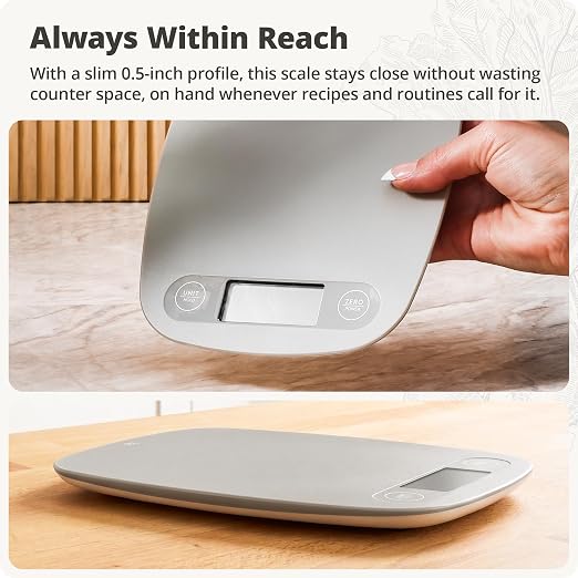 Greater Goods Food Scale, Slim & Compact Build, 1g Precision (Ash Gray) | Digital Kitchen Scale for Cooking, Meal Prep & Portion Control, Tare, Auto Shut-Off, g/oz/lb/ml Conversion & Calorie Tracking - Image 2