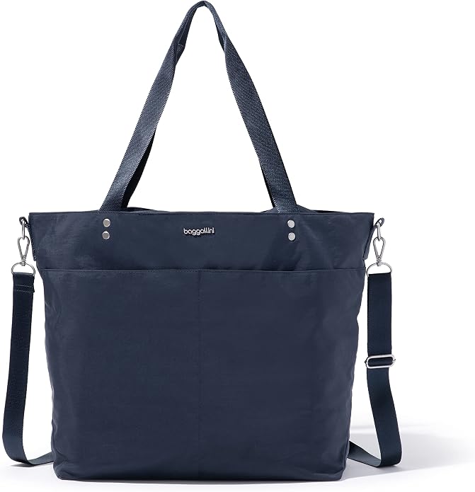 Baggallini Carryall Tote - Lightweight Nylon Zipper Top Weekender Travel Beach Bag w/Luggage Sleeve by baggallini