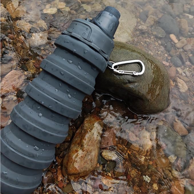 Collapsible Water Bottles Travel water bottle Sports Portable Sport Water Bottle Reusable Water Bottles comes with mountaineering Buckle 500ml silicone Water-proof camping water bottle - Image 6