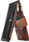 BOSTANTEN Leather Womens Wallet Large RFID Blocking Slim Card Holder | 16 Card Slots, 2 Zipper Pockets, Bifold, Long, Fits Most Purses, Organized Everyday Carry, Ladies Gifts, Black＆Brown by BOSTANTEN