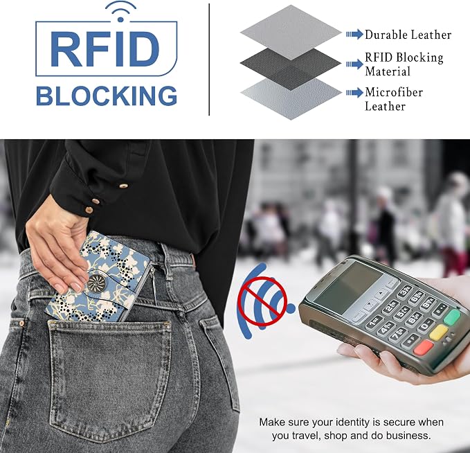Tipmile Small Wallet Women Coin Pocket Bifold RFID Blocking Card Holder Leather Wallets with Zipper - Image 3