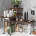 ZHWS Bathroom Counter Organizer for MakeUps, Dresser Table, Kitchen Countertop Organizer Adjustable 3 Tier Corner Shelf with 4 Metal Hooks for Coffee Bar, Spice Rack, Over Sink by ZHWS
