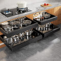Seinloes 4 Pack Expandable Pull Out Cabinet Organizer 21"Deep With Raising Pad for Framed Cabinets,Upgrade 3 Slide Rails Slide Out Drawers,Roll Out Shelves Adhesive,Adjustable Width 15.15"-26.3" Black by Seinloes