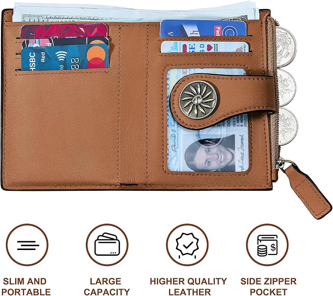 Tipmile Small Wallet for Women Bifold RFID Blocking Card Holder Leather Wallets with Zipper Coin Pocket - Image 5