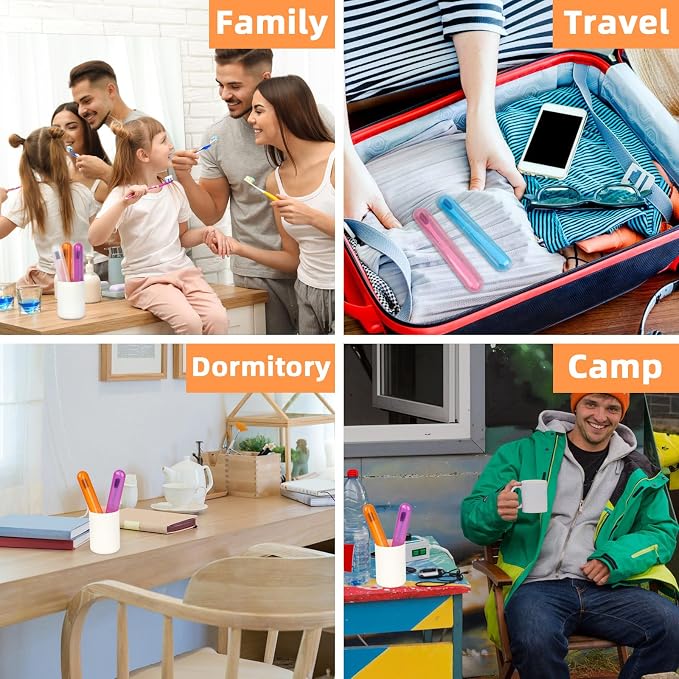 6 Pack Travel Toothbrush Case, Breathable Portable Toothbrush Holder, Plastic Toothbrush Cover Container for Traveling, Bathroom, School, Home, Business, Camping - Image 7