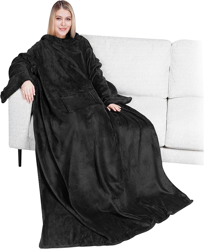 PAVILIA Wearable Blanket with Sleeves for Adult Women Men, Cozy Fleece Warm Wrap Throw with Arms, Gifts for Christmas, Wife by PAVILIA